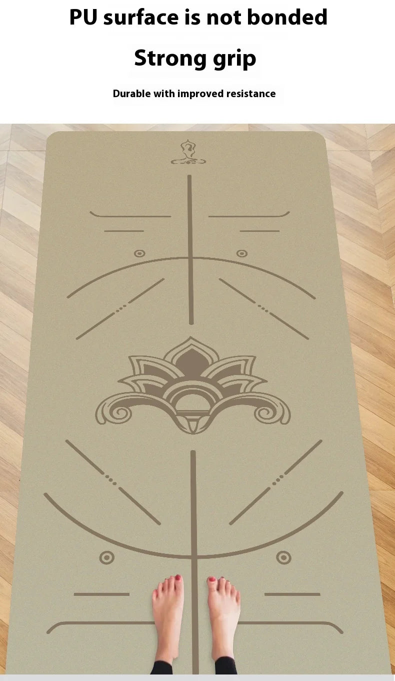 ‌2025 New Women's Home Fitness Yoga Mat - 5mm Natural Rubber with Coconut Fiber Texture, Wide Non-Slip & Durable Mat with Alignm