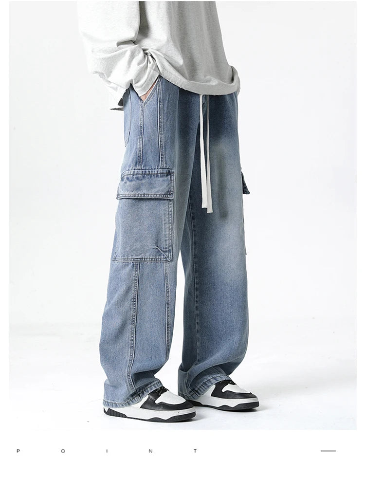2025 Spring and Summer Men's Jeans Comfortable Versatile Workwear Military Straight Jeans Men's Fashion Trend Classic Style