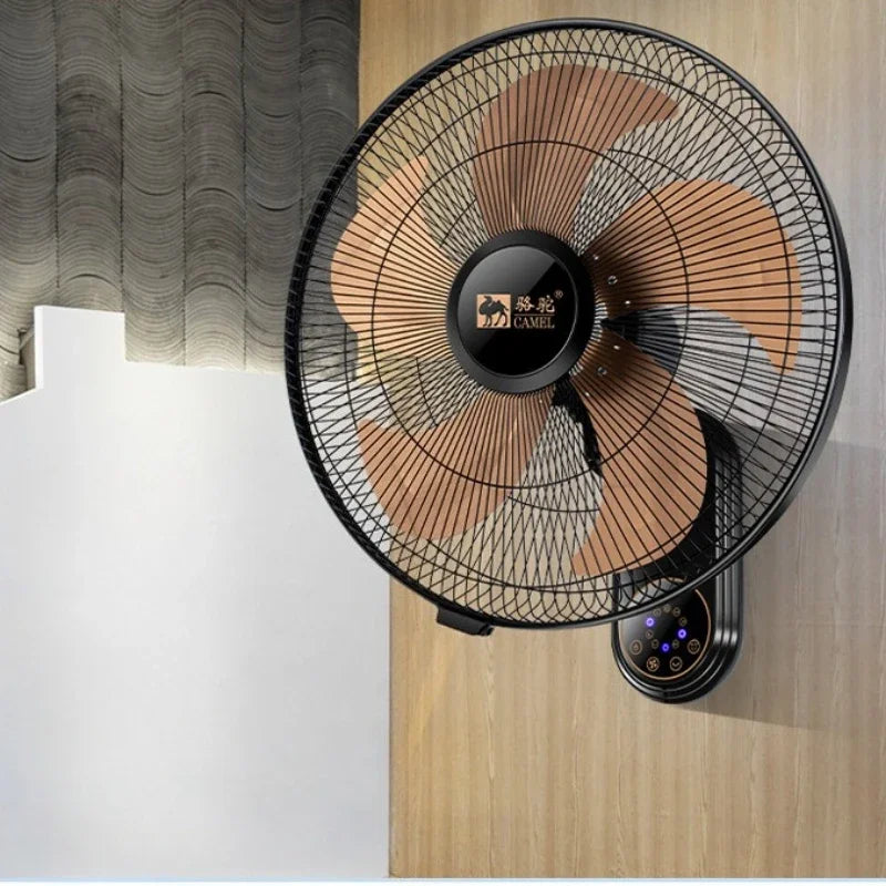 Wall Mount Oscillating Fan Metal Aluminum Blades Powerful Quiet Wide Angle Long Distance Smart Timer for Home Restaurant Kitchen