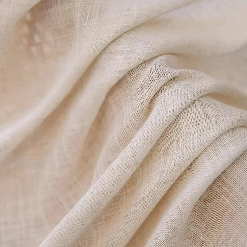 1pc Japanese Cream Color Curtain, Sheer Fabric, Light-Transmitting Privacy, Semi-Sheer Linen, Bedroom Living Room Decor