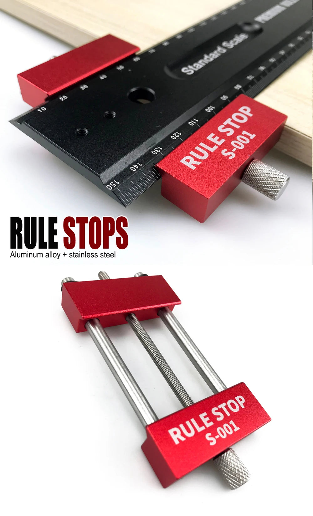 Convenient Rule Stop Woodworking Tools Steel Ruler Positioning Block Carpenter Scriber Gauge Marking Tool