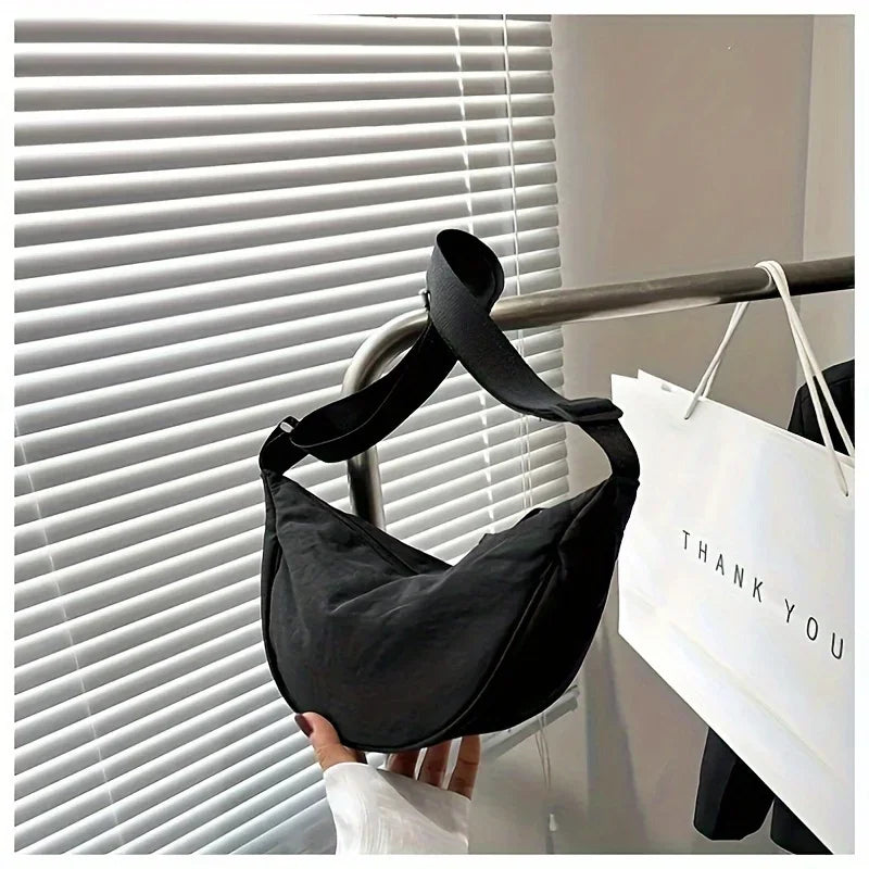 Casual Nylon Crossbody Bag for Women Shoulder Bag Woman Half Moon Chest Bags Tote Lady Travel Shopper Bag Female Purses