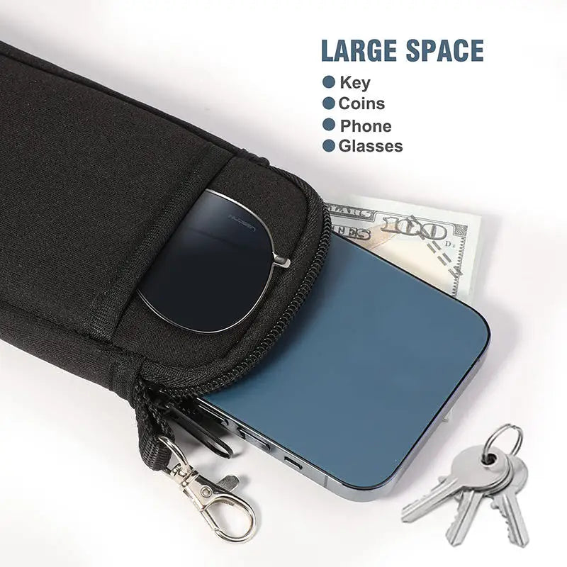 Portable Zipper Soft Glasses Case With Carabiner Sunglasses Case Zipper Eyeglass Pouch Glasses Protective Shell Bag 2 Style