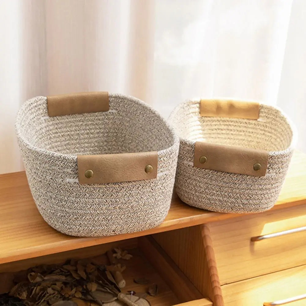 Woven Storage Basket Cotton Rope Storage Baskets Key Basket Desk Organizer Home Storage Box Foldable Organizer Box Home Decor