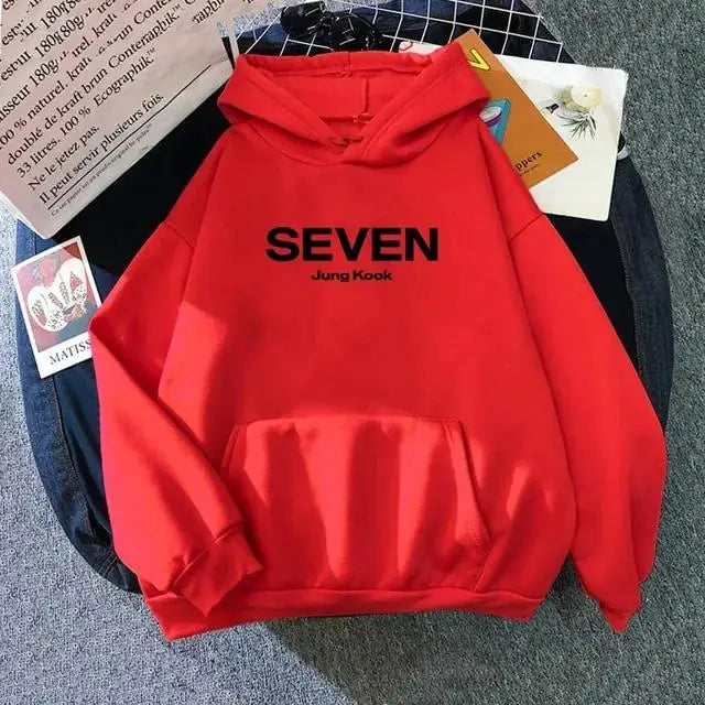 Letter Print JungKook Seven Hoodie Women/Men Harajuku Aesthetic Hoodies Unisex Autumn Winter Pullovers Dropshipping Sweatshirts