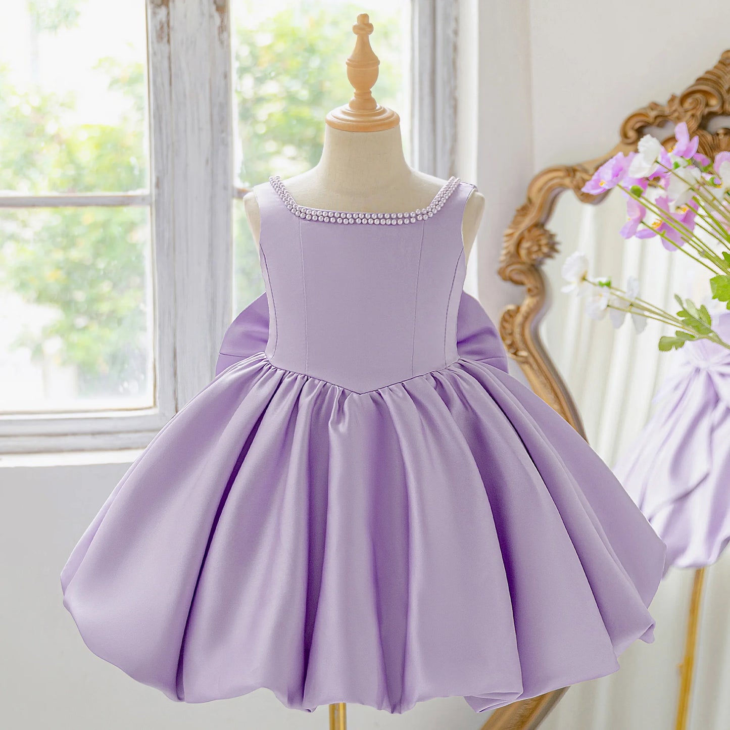 Elegant Big Bow Tutu Party Girls Dress Lolita Wedding Bridesmaid Baptism Princess Dresses Girl Summer Birthday Evening Prom Gown