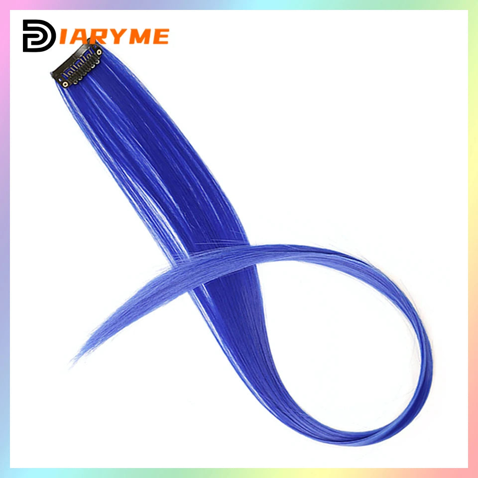 Colorful Hair Extensions Curly One Clip in Synthetic Long Hairpiece For Girls Women Kid Multi-colors Party Highlights Wig Piece