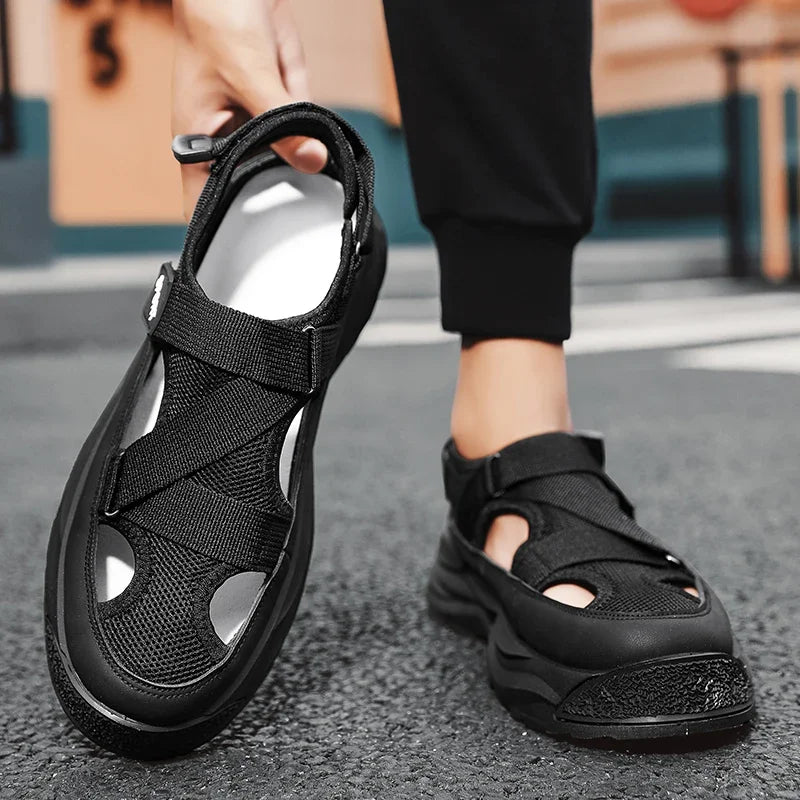 2025 NEW Height Platform Street Male Shoes Non-slip Thick Soled Sports Slides Light Outdoor Hiking Shoes Summer Men's Sandals