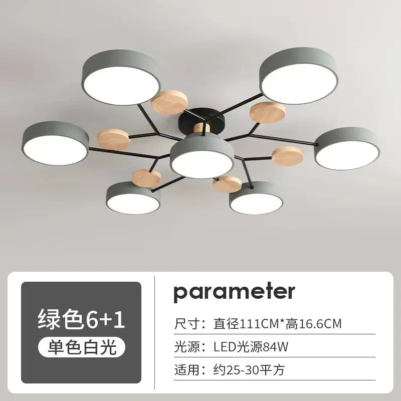 Retro Nordic Minimalist Four Head Six Head Restaurant Lighting Living Room Bedroom Lighting Room Ceiling Light Cross border