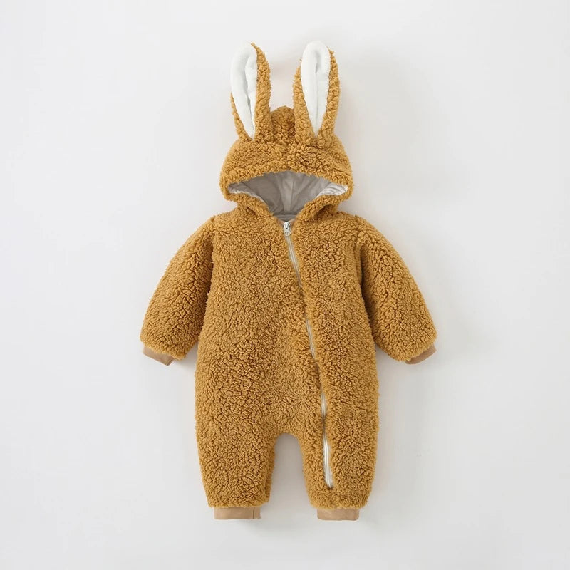 Newborn Baby Winter Warm Romper Girl Overall Polar Fleece Clothes Boys Jumpsuit Costume Infant Rabbit Pajamas Jacket 3-12 Month