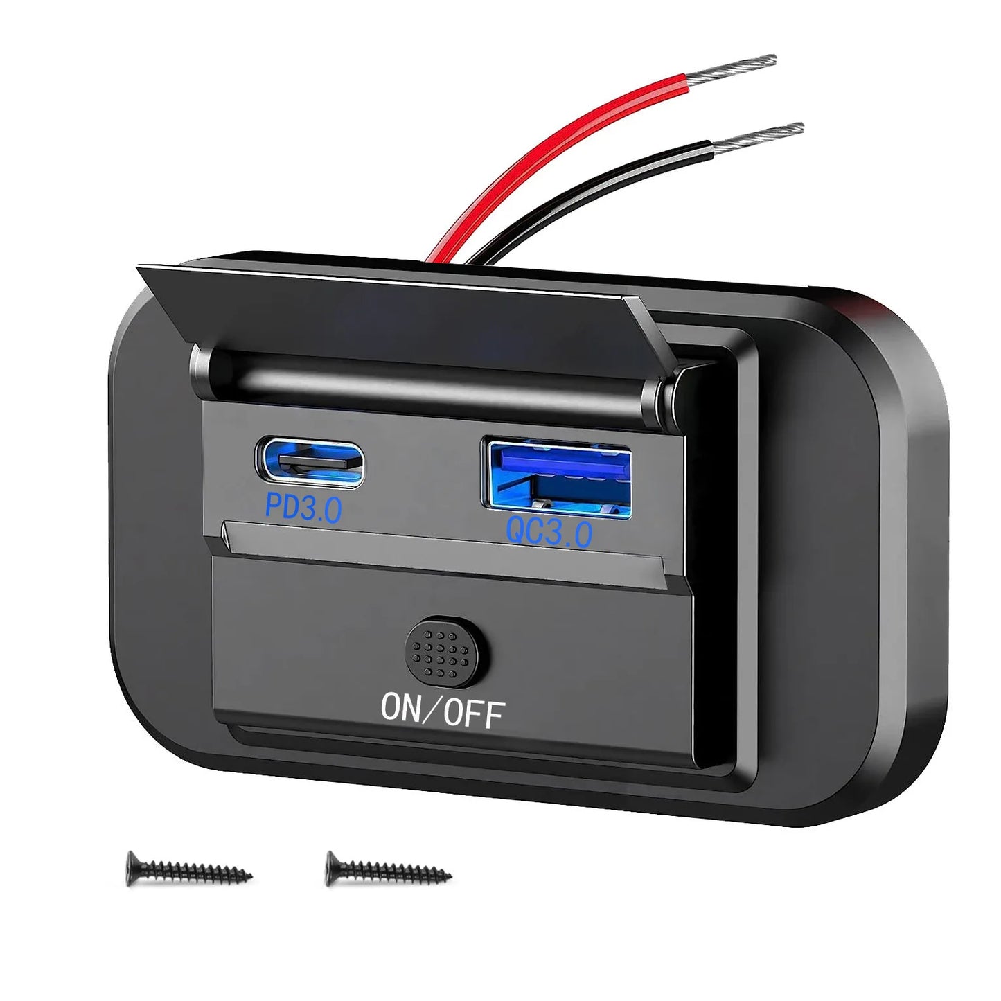 PD QC3.0 Car Charger Socket Quick Charge 12V/24V For Motorcycle Auto Truck ATV RV Bus Dual USB Power Adapter Outlet With On/Off