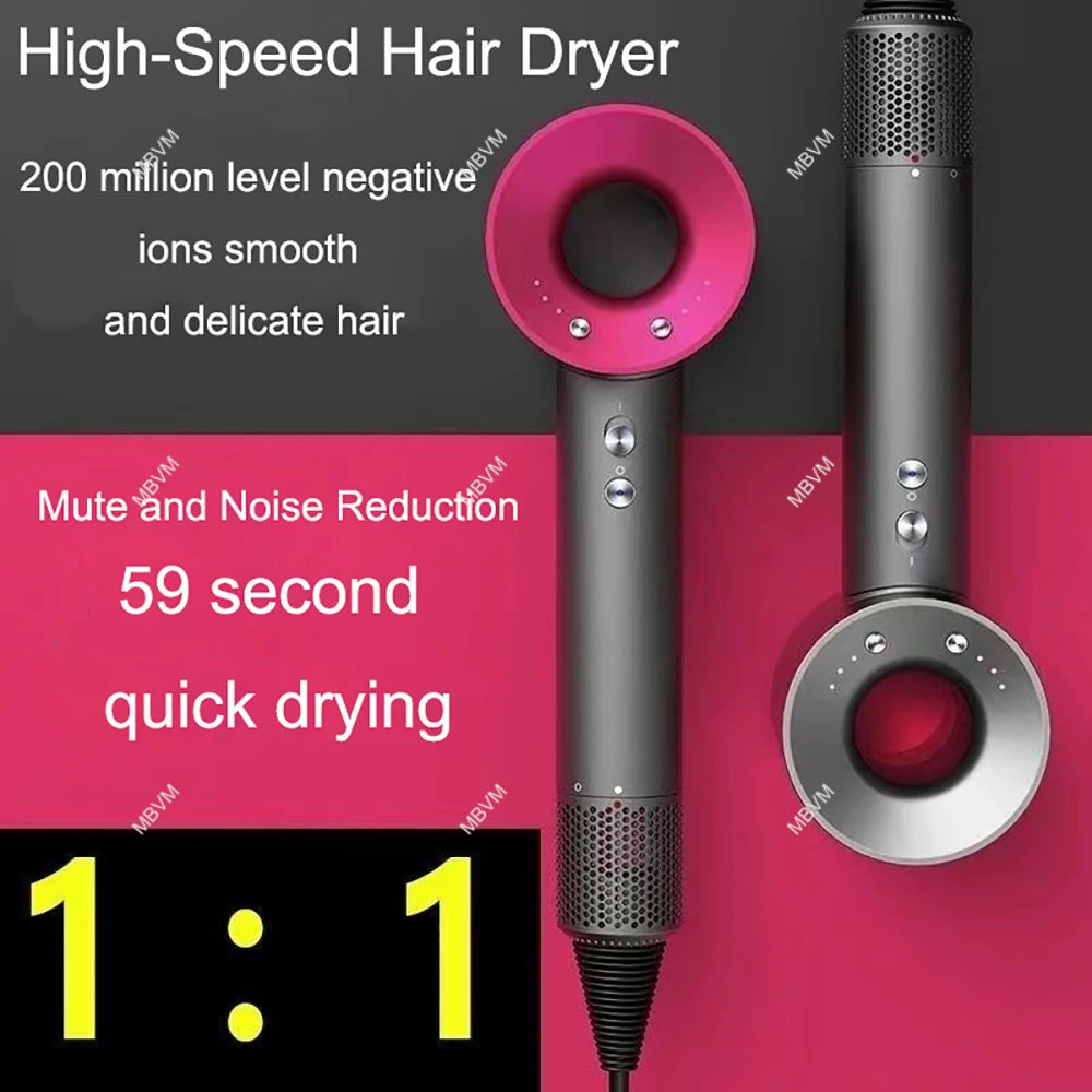 7 in 1 Professional Hair Dryer with Hot and Cold Air Functionality Negative lon Blow Quick Dry Leafless Salon Home Hairdryer ﻿