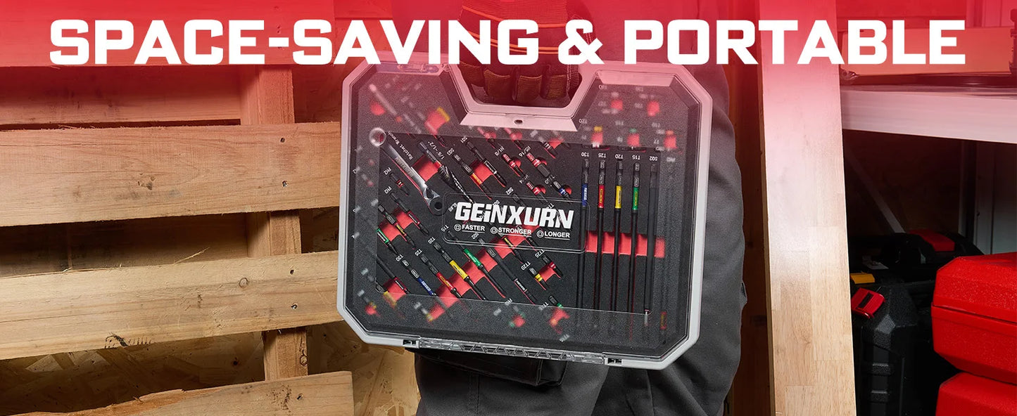 Geinxurn 58Pcs Tools Set Packaged with Impact Screwdriver Bits,Mini Wrech,Step Drill,Socket Adapter and Bit Holder for DIY