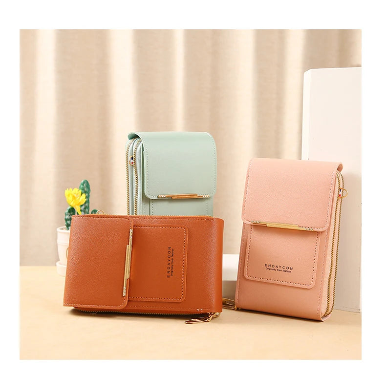 Women Crossbody Shoulder Bags Wallets Touch Screen Cell Phone Bag Soft Leather Strap Handbag for Female Luxury Messenger Bags