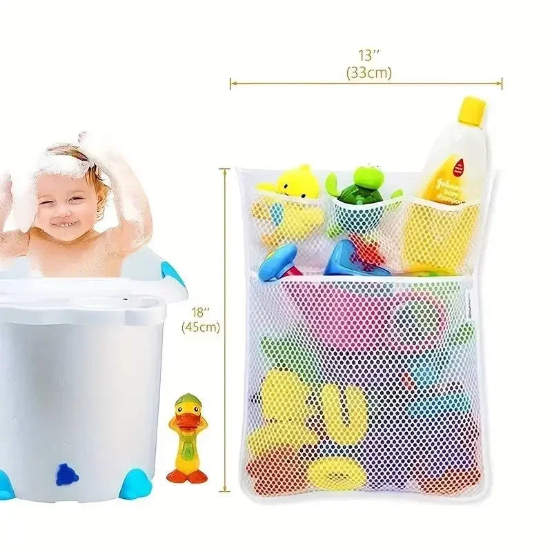 Baby Shower Bath Toys White Baby Kids Toy Storage Mesh with Strong Suction Cups Toy Bag Net Bathroom Organizer for Kids Toddlers