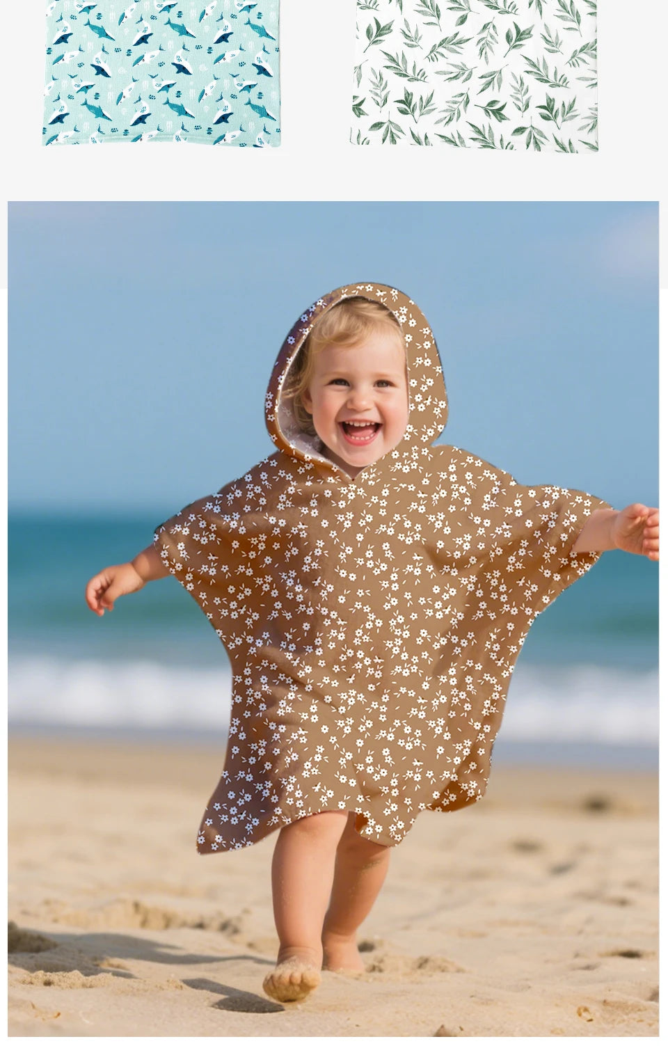 Kangobaby Hooded Bathrobe, Children's Soft Plush Warm Printed Bathrobe Pajamas, Suitable for Children Aged 1-5 Years Old