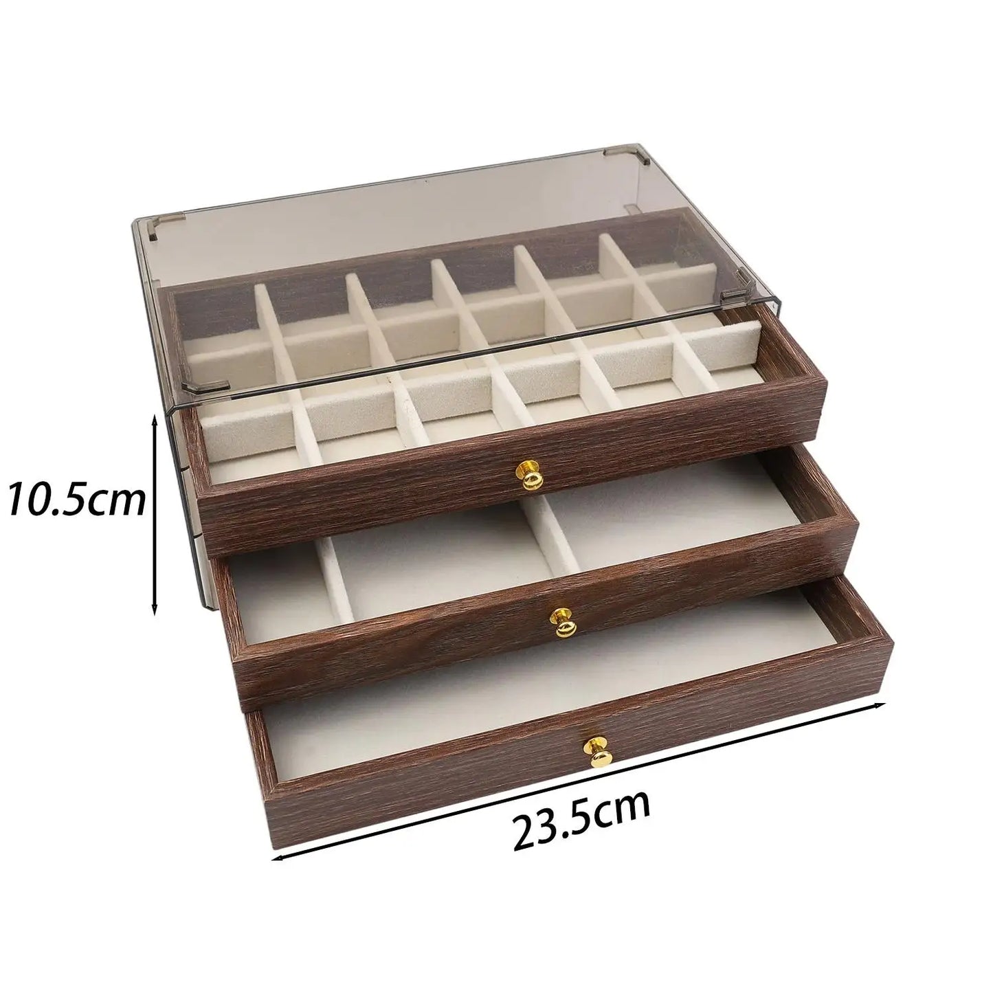 3-layer Large Capacity Drawer Walnut Wood Jewelry Storage Box Suitable for Earring Necklace Ring Jewelry Oxidation Prevention