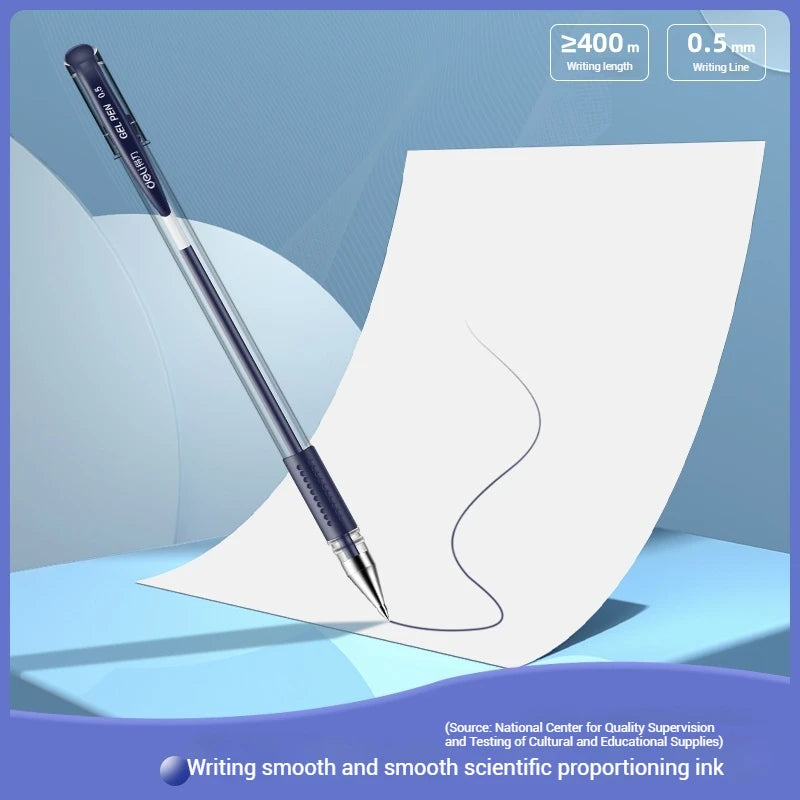 Deli 12-Pack Gel Pen Set 0.5mm Ballpoint Black Blue Red Ink Colors Writing Tools for School Office Stationery Supplies