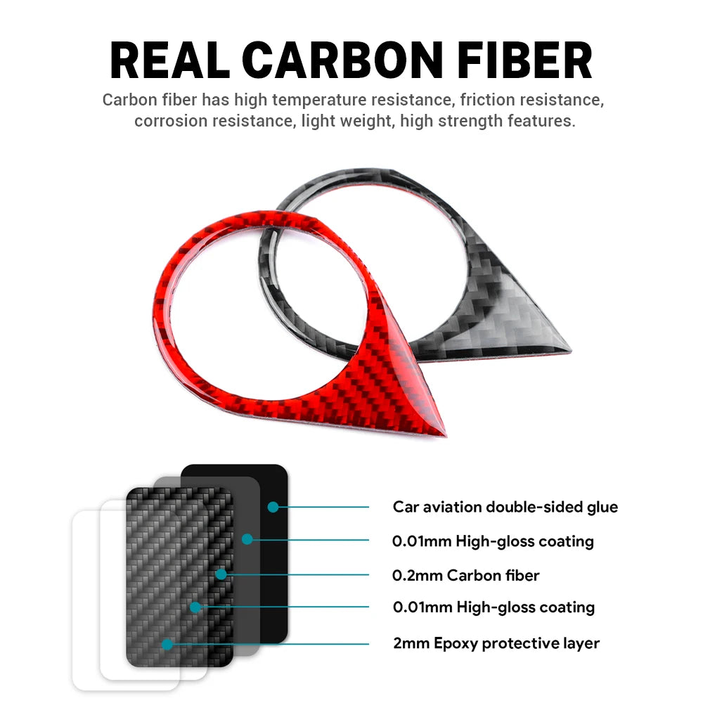 Real Soft Carbon Fiber Sticker For Subaru Crosstrek Impreza 2024 Car Engine Start Stop Button Frame LHD Interior Accessories