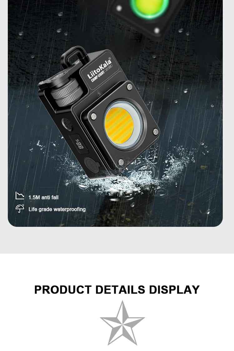 LiitoKala multifunctional mini "camera" light 3500LM large floodlight, suitable for hiking, outdoor activities, work, and picnic