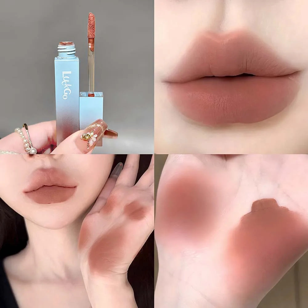 1Pc Nude Matte Lip Mud Waterproof Non-stick Pink Liquid Lipstick Long Lasting Highly Pigmented Lipgloss Tint Korean Cosmetics