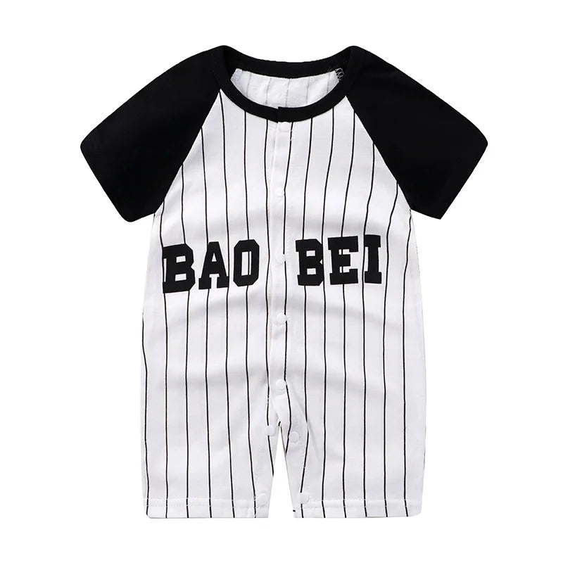 Breathable Cotton Baby Cartoon Jumpsuits, Short Sleeve Bodysuit for Newborn Infant Boys Girls Rompers of Crawling Clothes