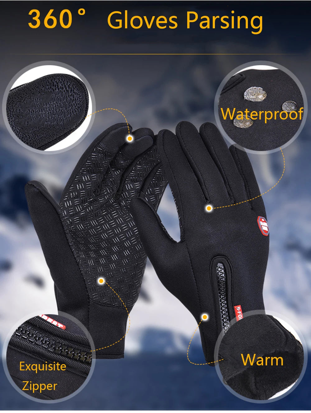 2024 Winter Warm Touchscreen Men's Gloves Sports Fishing Waterproof Ski Army Bike Snowboard Skis Skid Zipper Ladies Gloves