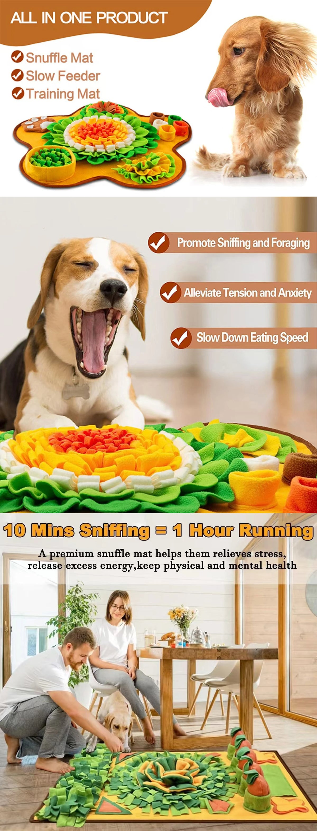 Pet Sniffing Mat Indoor Dog Walking Dog Cat Foraging Toy Dog Stress Relief Puzzle Treasure Hunt Game Slow Eating Mat
