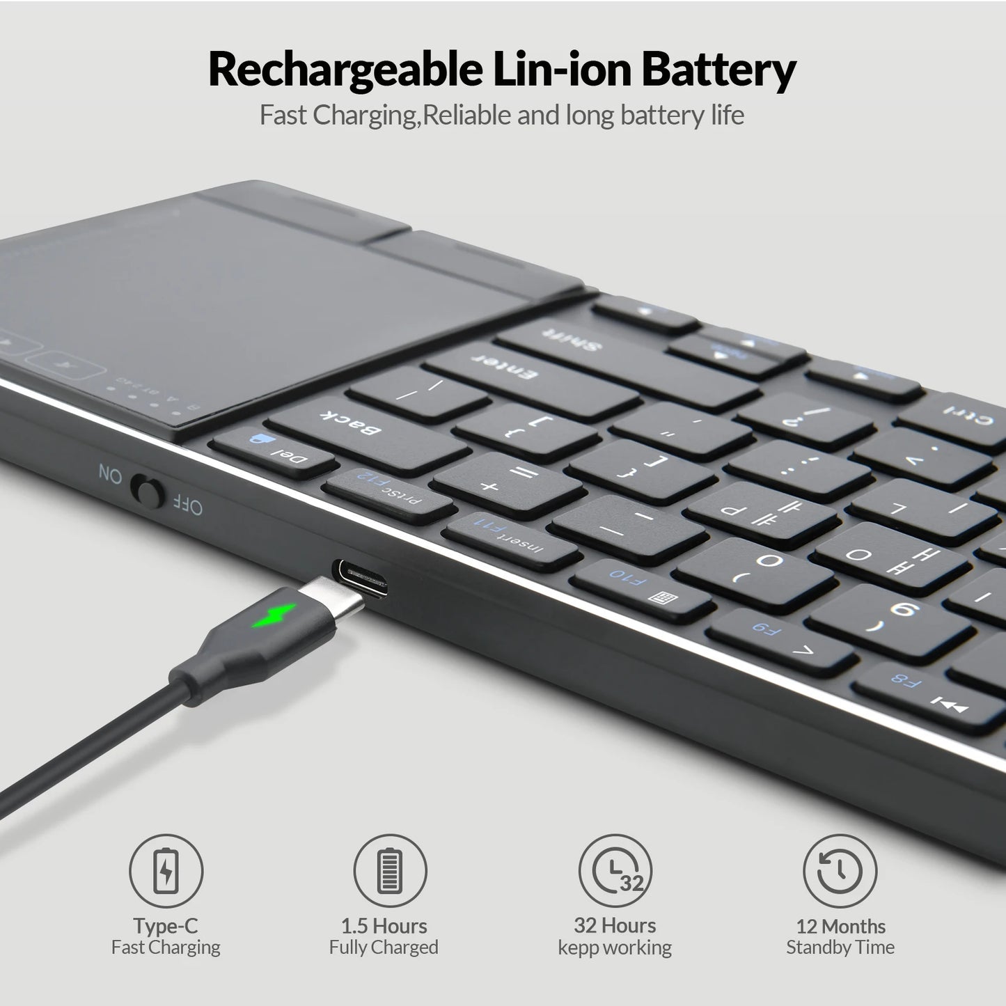 Wireless Touch Keyboard with Standard Keys Ultra-thin Business Bluetooth Touch Keyboard for PC Computers Office Keyboards