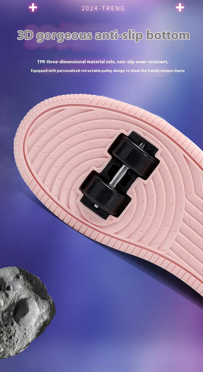 Children's walking shoes Girls 2025 new breathable roller skates boys primary school four wheel roller shoes can walk and slide