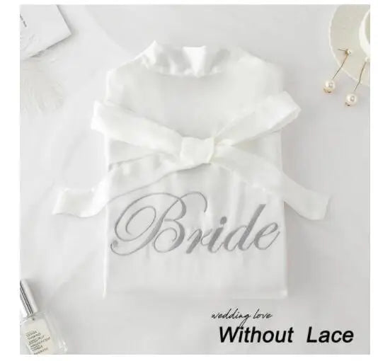Summer Lace Sleepwear Bride&Bridemaid Wedding Robe Gown Solid Embroidery Kimono Bathrobe Women Casual Home Night Dress M L Xl