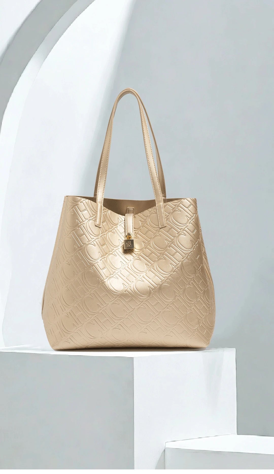 CH Luxury Tote Handbag For Women Large Capacity Work Shoulder Bag Elegant Golden Shopping Shoulder Purse