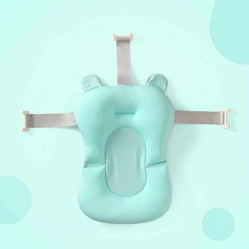 Foldable Baby Bath Tub with Bath Mat Newborn Support Seat Cushion Adjustable Bathtub Shower Mat Baby Bath Tub