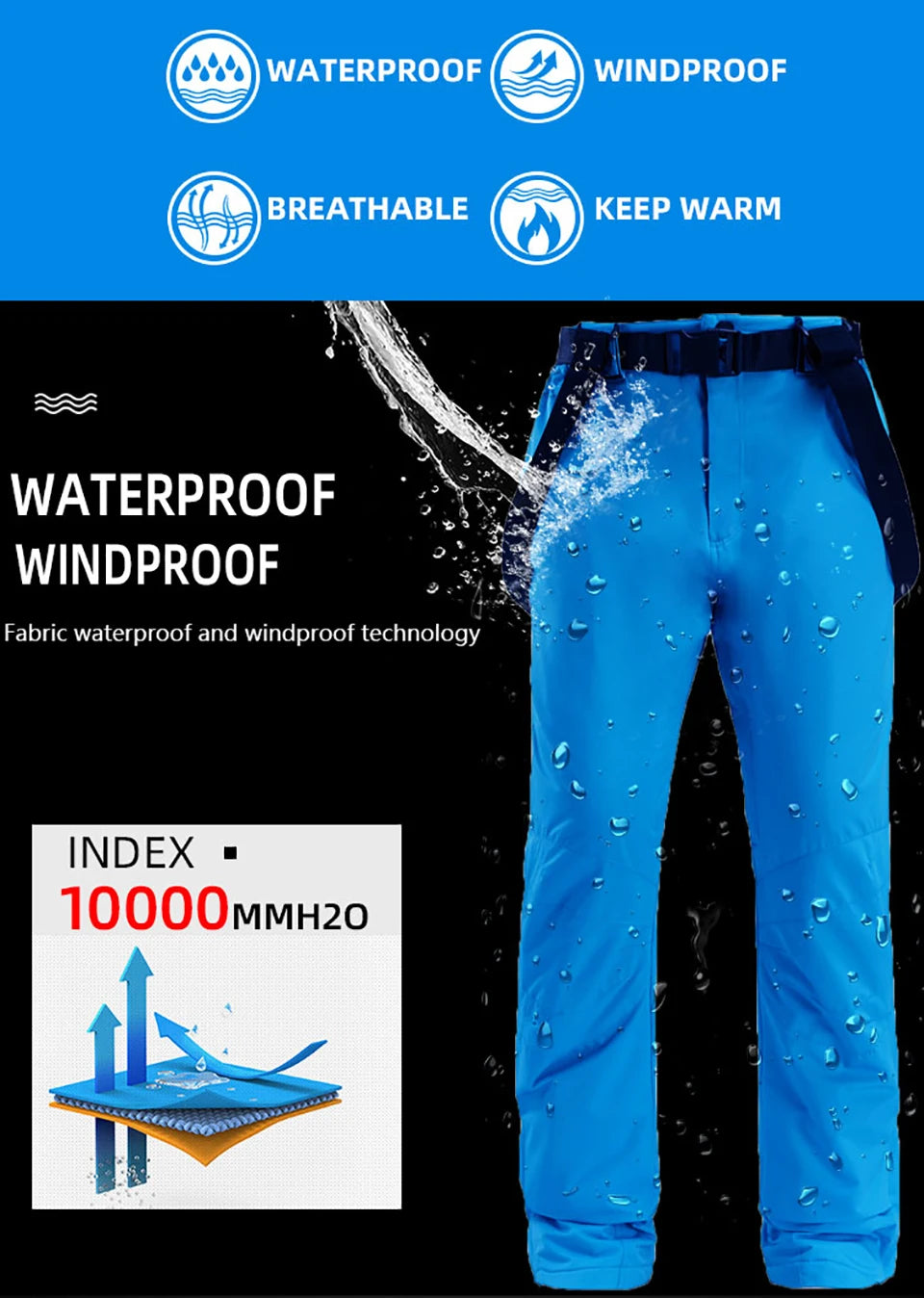 Winter Ski Suit for Men Outdoor Sports Warm Windproof Waterproof Snow Jackets Pants Male Ski Equipment Snowboard Jacket SK032