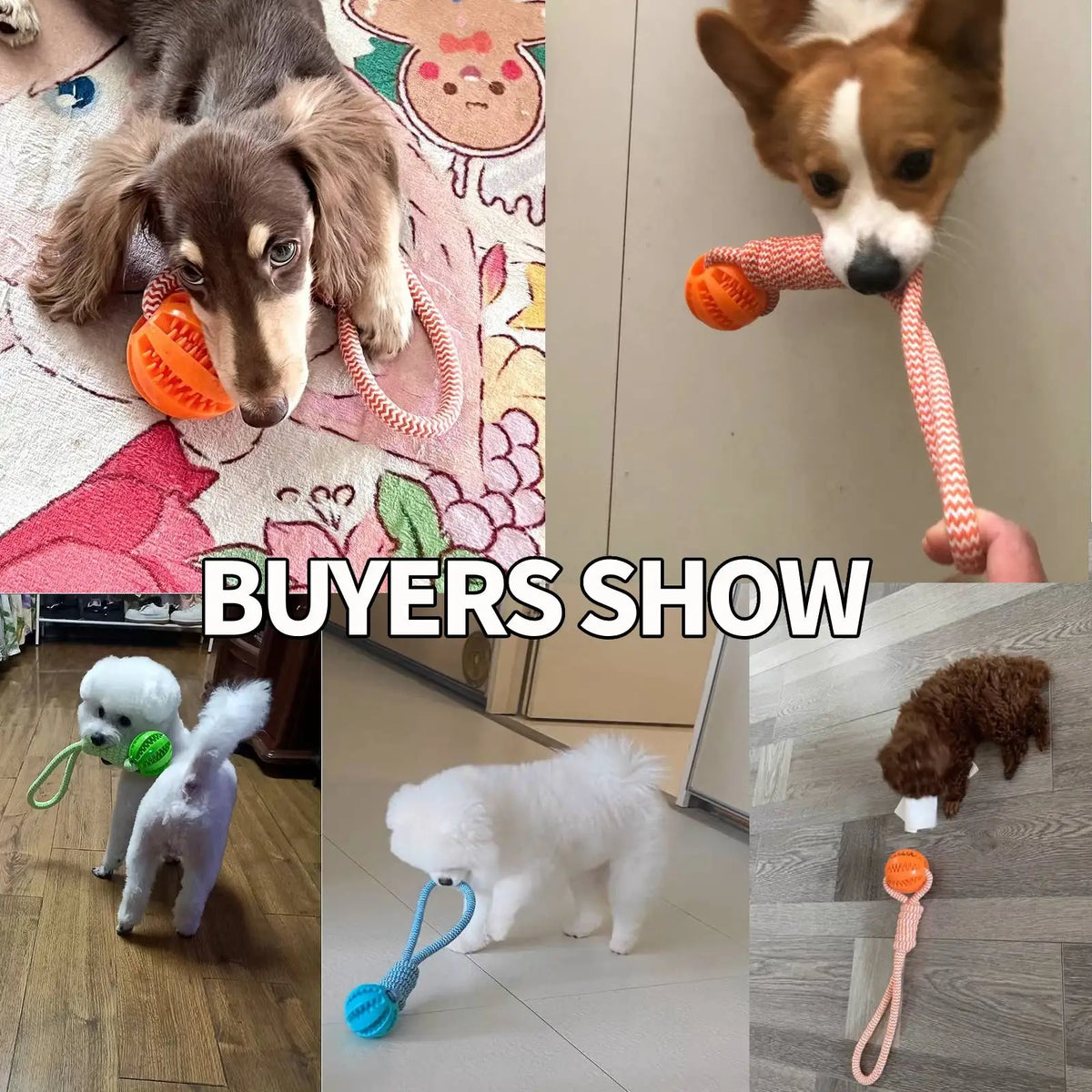 Pet Toy for Dogs, Durable Cotton Rope Hand-Held Treat-Dispensing Ball, Teeth-Cleaning and Training Interactive Puzzle Toy Ball