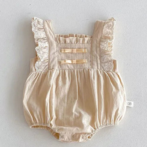 2025 New Summer Infant Baby Girls Bodysuits+Hat Sleeveless Cotton Flower Print Toddler Baby Girls Jumpsuit 0-24M Baby Clothing