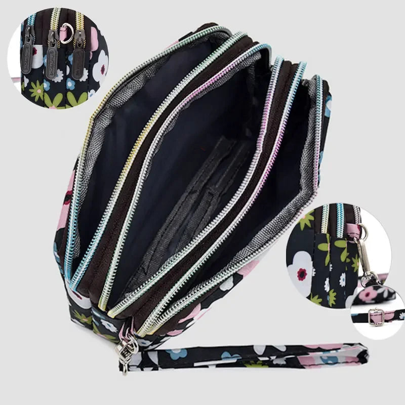 New Trendy Three-layer Women Sports Wallets Crossbody Mobile Phone Bag Pouch Messenger Clutch Bag Coin Purse Outdoor Handbag