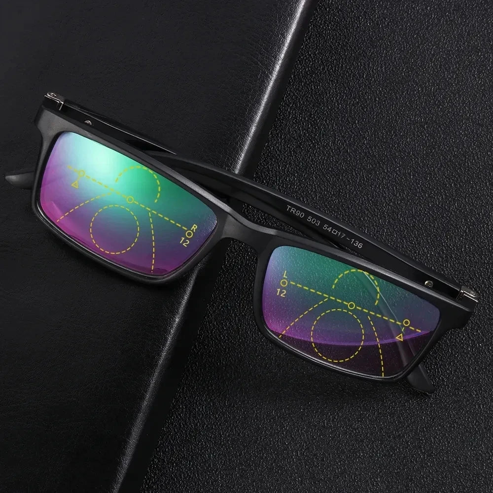 Bifocal Lenses Progressive Multi-focus Reading Glasses for Men 2023 Anti-blue Light Near Far Reading Glasses Metal Gafas