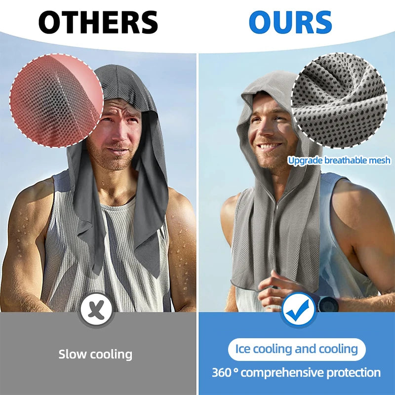 Cooling Hooded Towel, Evaporative Cooling Technology, Immediately Cools When Wet, Very Suitable For Fitness, Gym, Outdoor Sports