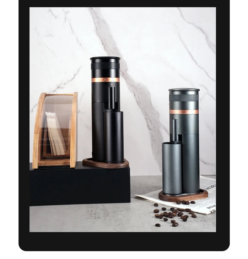 Electric Coffee Grinder 48MM Espresso Cone burr Stepless Fineness Adjustment Cold Brew Bean Grinder Black Sliver Gray