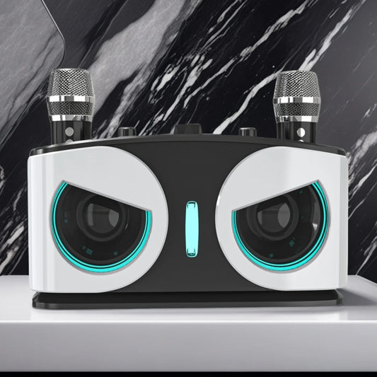 Karaoke Machine with 2 Wireless Microphones, Portable Bluetooth Speaker with Bass/Treble Adjustment, Supports TF Card/USB/AUX