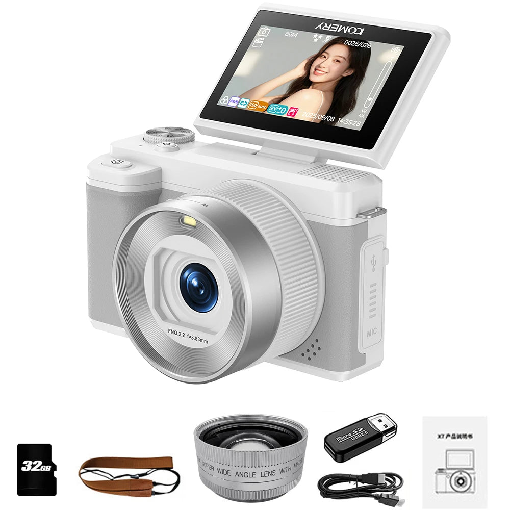 5K Digital Camera Auto Focus 80MP Vlogging Camera for YouTube and Anti-Shake Video Camera with Flash Dual Lens Selfile Camcorder