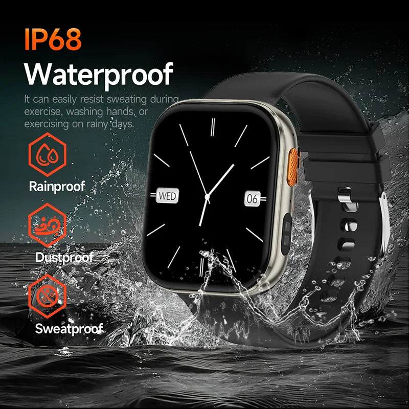 2025 New Military Grade Smartwatch Men 2.04" HD Screen Waterproof Sports Fitness Tracker Bluetooth call Smartwatch birthday gift