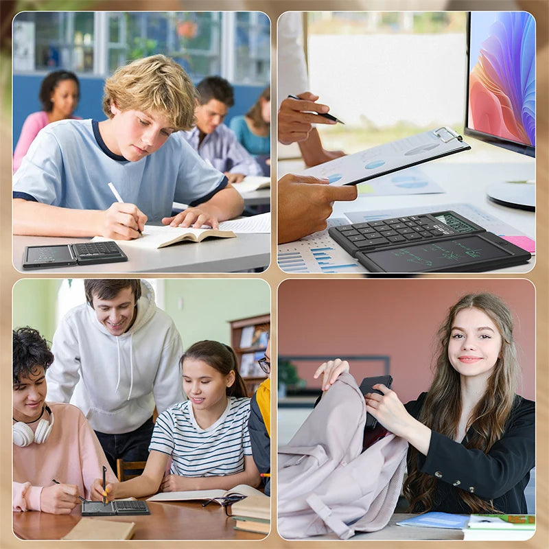 Upgraded Basic Calculator with 6.5 Inch Notepad Standard Calculator Pocket 12 Digits Function 2 in 1 Portable for School Office