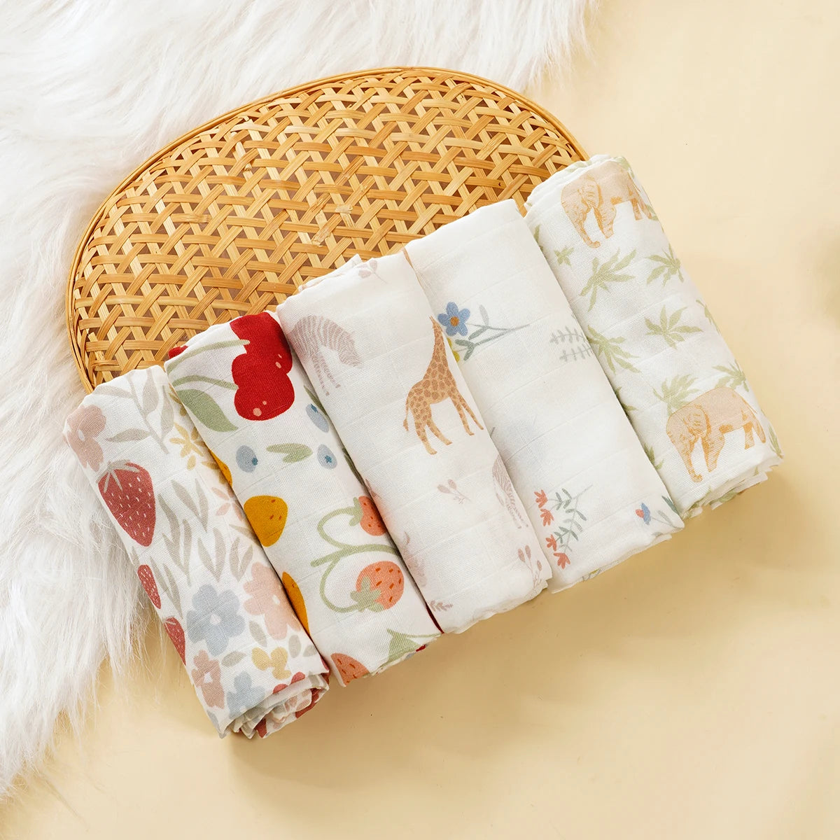 5Pcs/set 60*60cm Super Soft Bamboo Cotton Muslin Blankets Infant Boy/Girl Multi-Use Feeding Burp Cloth Towel Baby Burp Cloth Set
