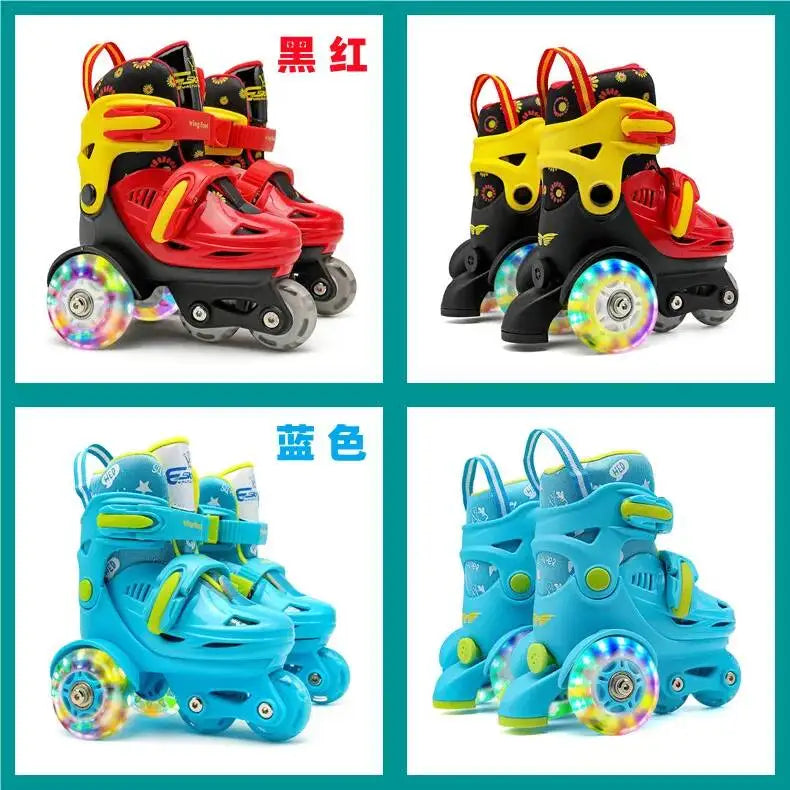 27-34 Children Skates High Elastic PU Inline Adjustable Skate Three-wheel Roller Skates For Age 2-8 Kids Beginners Skating Shoes