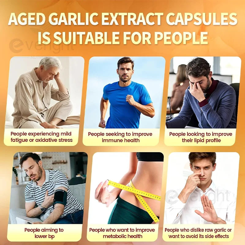 Aged Garlic Extract Capsules – Odorless Formula with Magnesium, Chromium, B1 & B9 – Supports Immune, Heart & Cardiovascular Heal