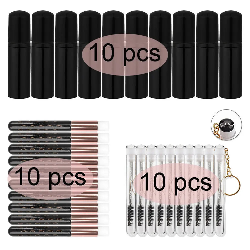Grafting Eyelash Cleansing Kit 60ML Glossy Black Plastic Foam Pump Bottle Eyelash Grooming Brush Cleaning Bubbler Skincare Tools