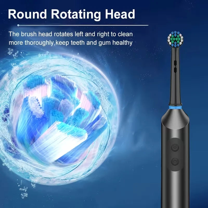 Nwe Rotating Electric Toothbrush, 5 Modes USB Rechargeable Rotary Electric Toothbrush with Timer, Travel Case and 4 Brush Heads
