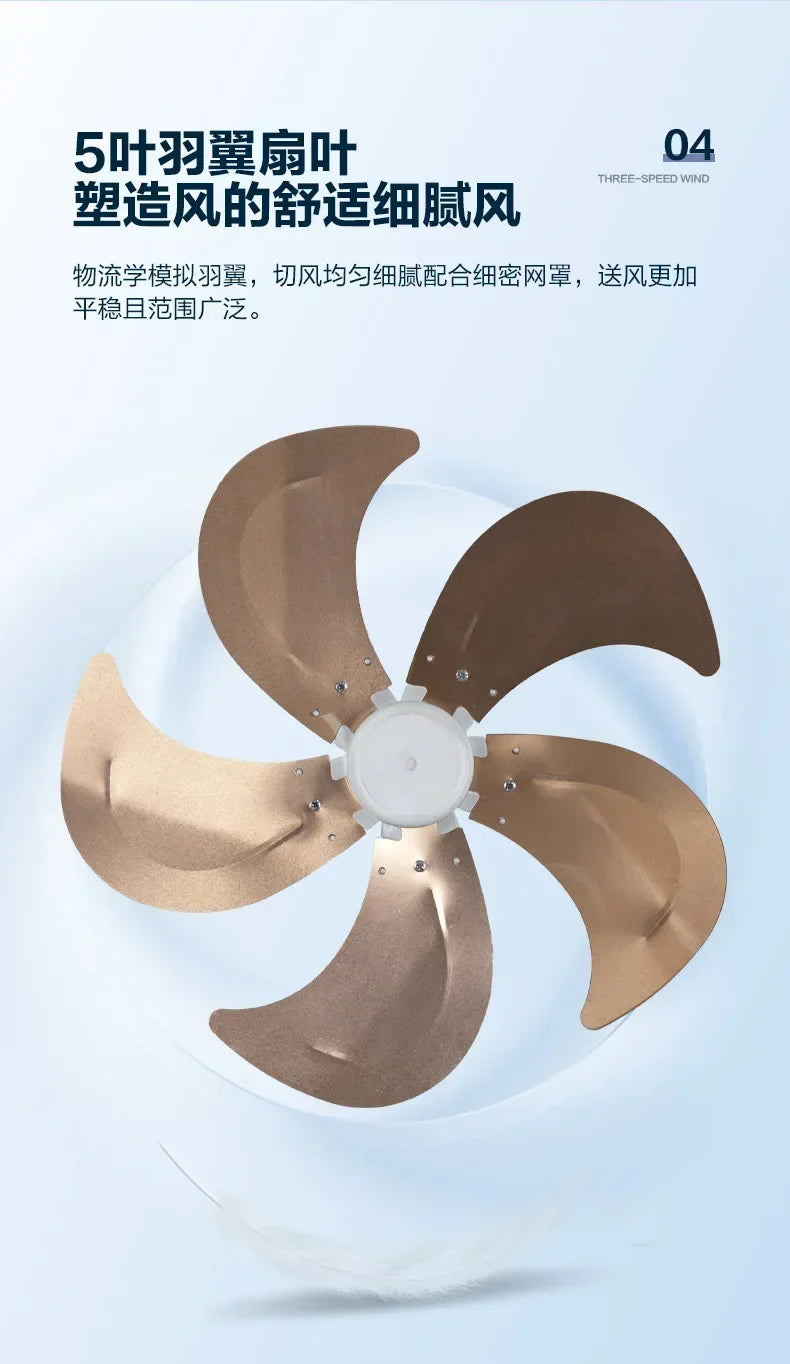 Wall Mount Oscillating Fan Metal Aluminum Blades Powerful Quiet Wide Angle Long Distance Smart Timer for Home Restaurant Kitchen
